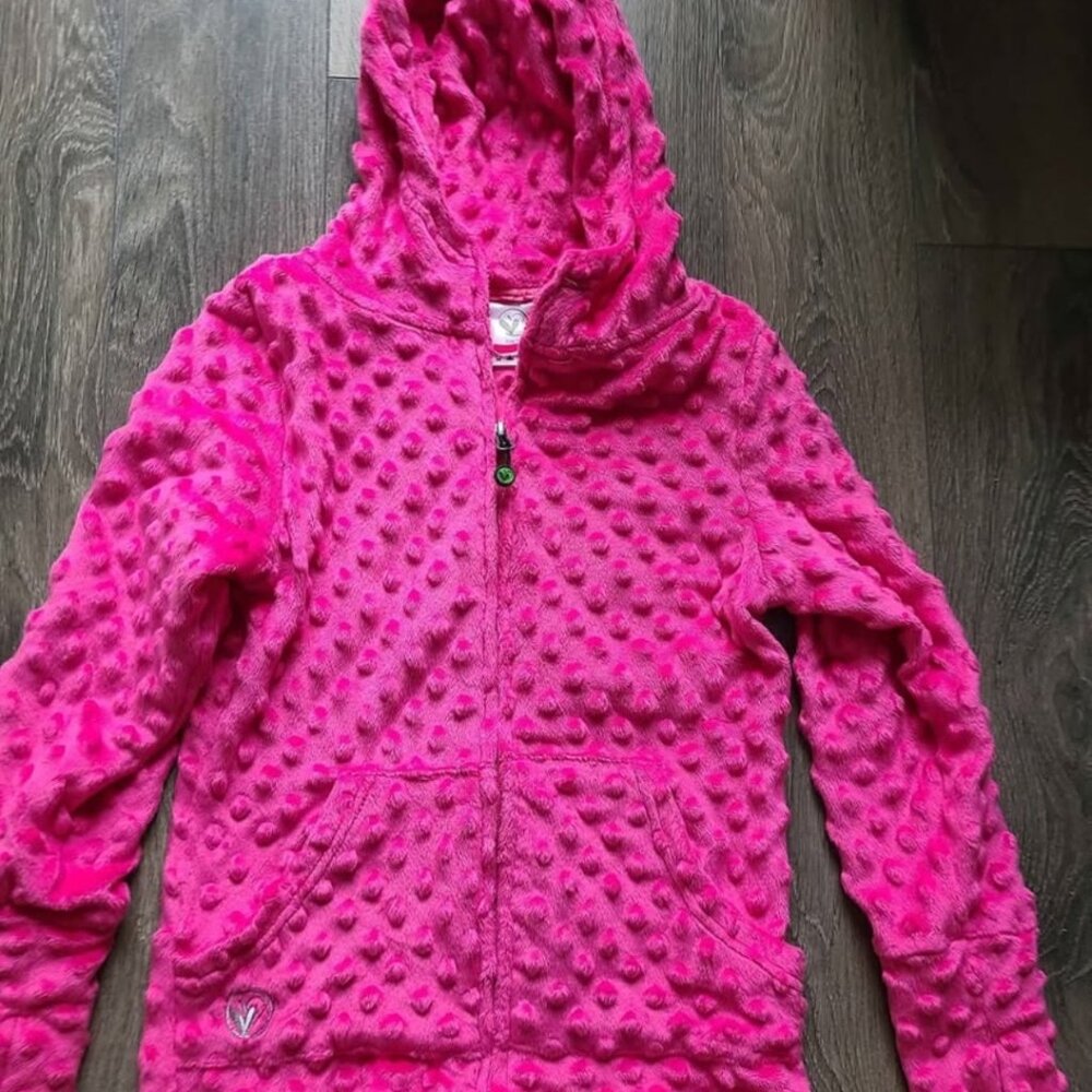 Girls 7/8 pink Limeapple Girl's minky Bubble hoodie